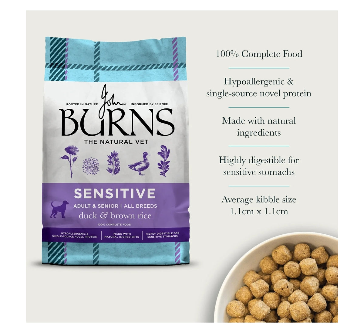 Burns - Sensitive Adult/Senior Dog Food (Duck & Brown Rice) - Buy Online SPR Centre UK