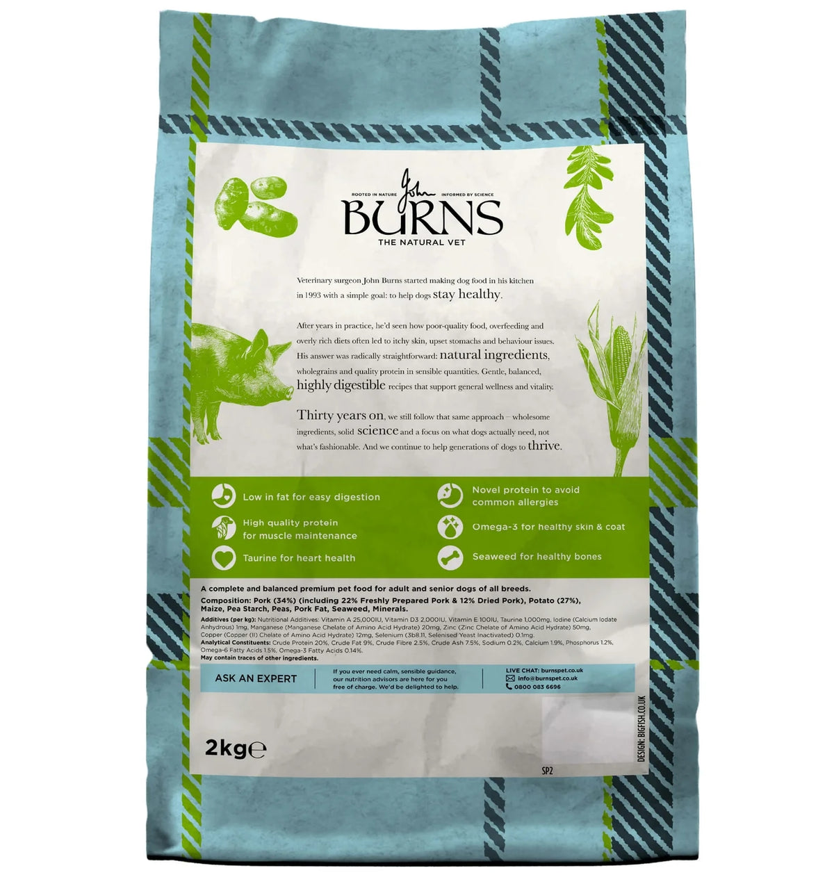 Burns - Sensitive Adult/Senior Dog Food (Pork & Potato) - Buy Online SPR Centre UK