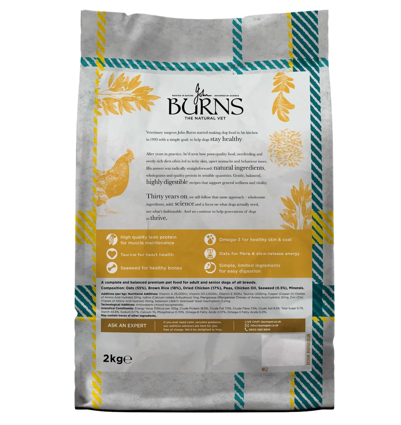 Burns Weight Control Adult/Senior Dog Food (Chicken & Oats) - Buy Online SPR Centre UK