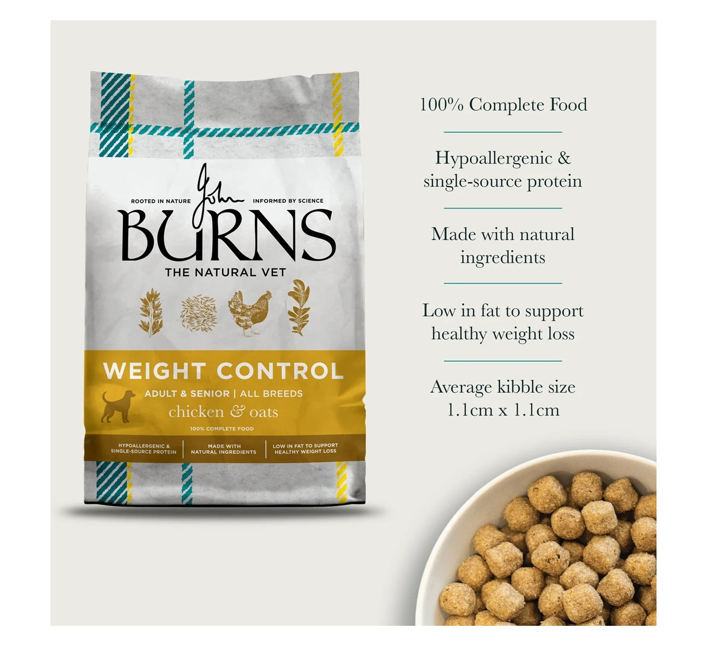 Burns Weight Control Adult/Senior Dog Food (Chicken & Oats) - Buy Online SPR Centre UK
