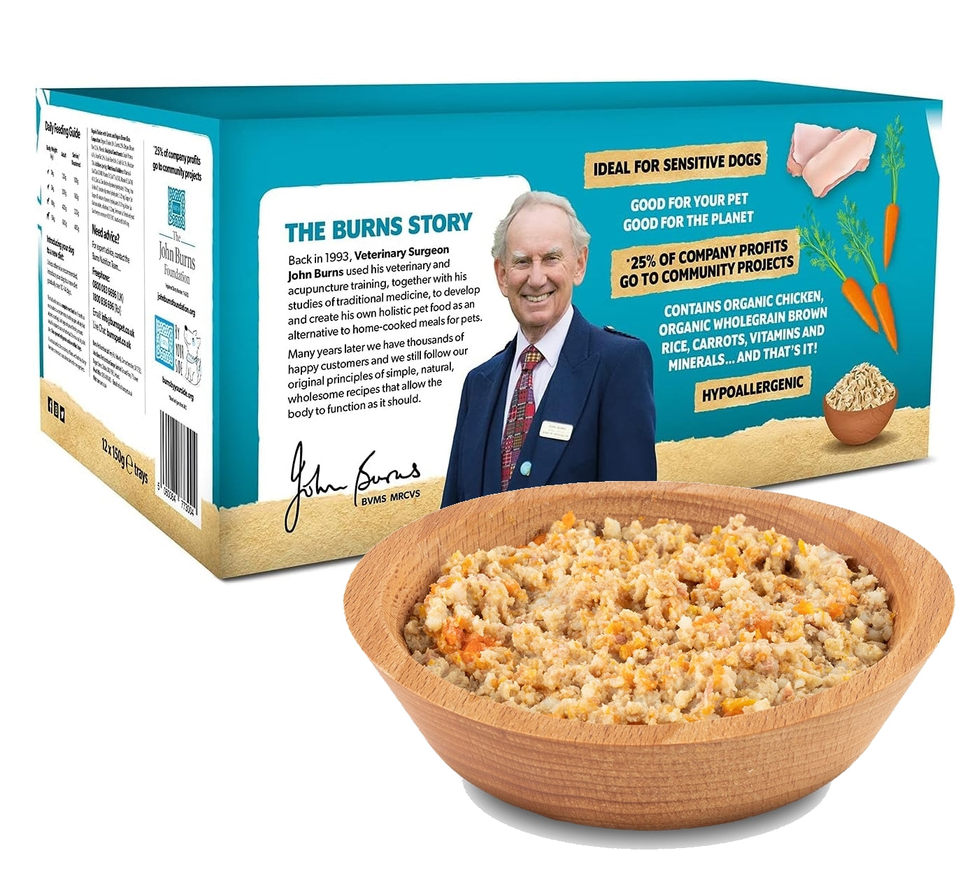 Burns - Free Range Chicken with Carrots & Brown Rice 12x150g - Buy Online SPR Centre UK