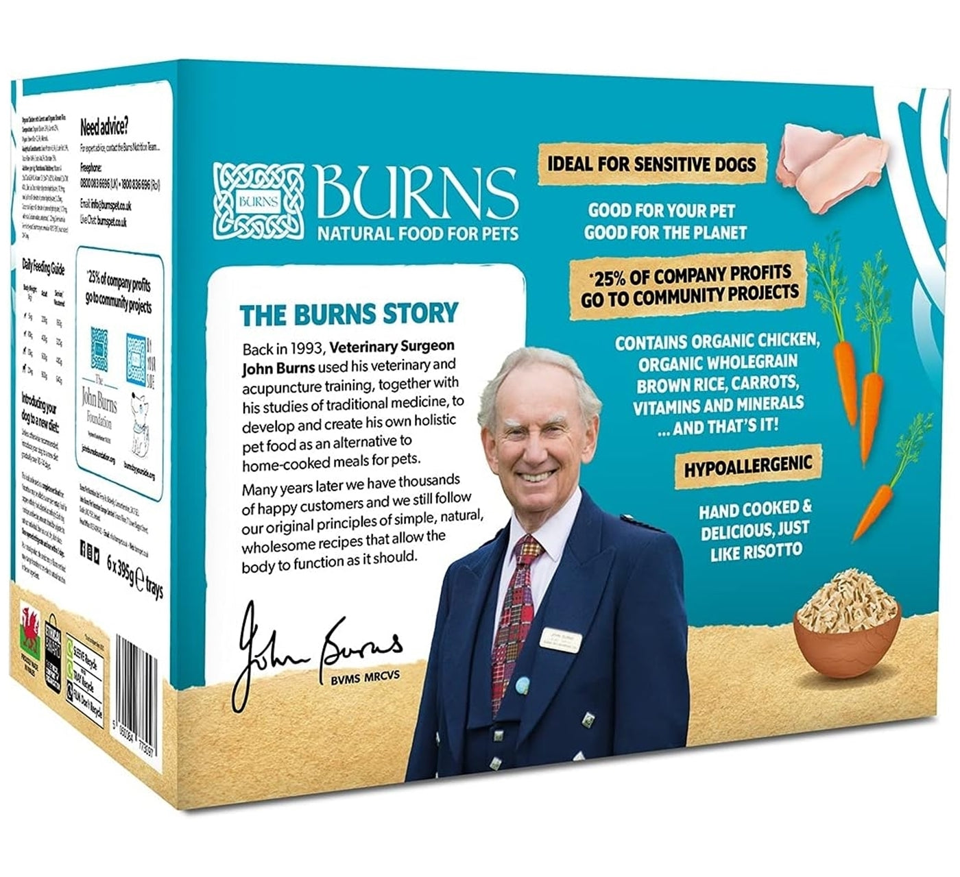Burns - Chicken with Carrots & Brown Rice 8x395g - Buy Online SPR Centre UK