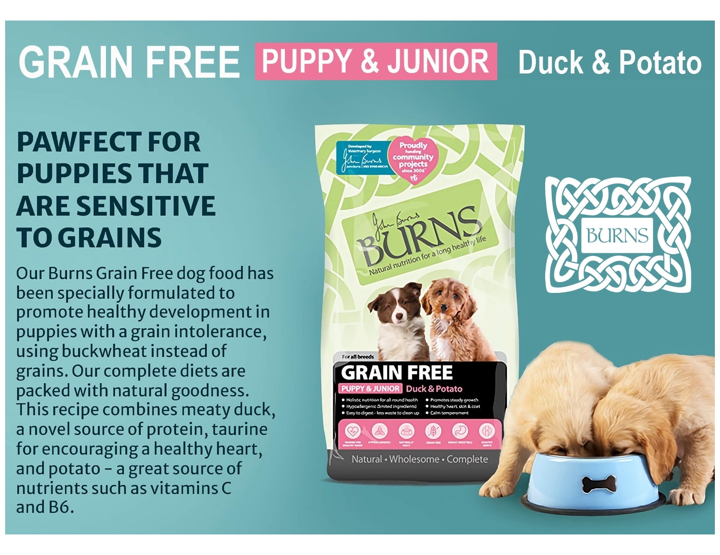 Burns - Grain Free Puppy/Junior (Duck & Potato) - Buy Online SPR Centre UK