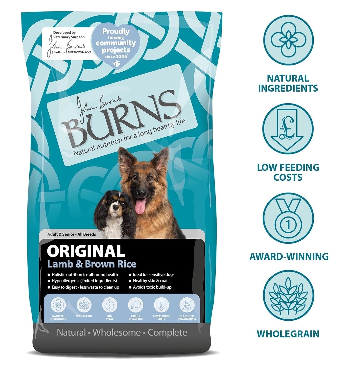 Burns - Adult/Senior Dog Food (Lamb & Brown Rice) - Buy Online SPR Centre UK