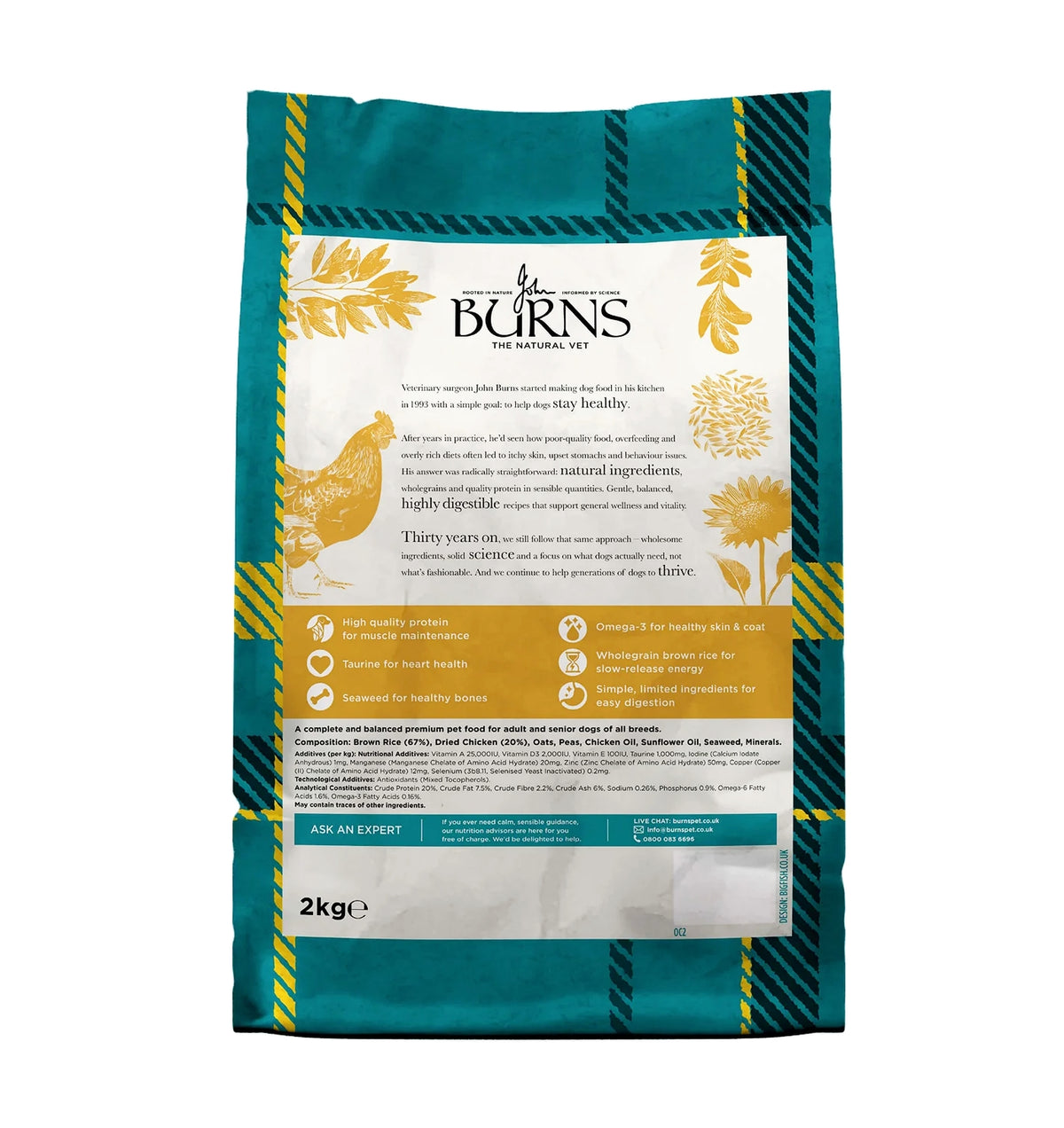 Burns Adult/Senior Dog Food (Chicken & Brown Rice) - Buy Online SPR Centre UK