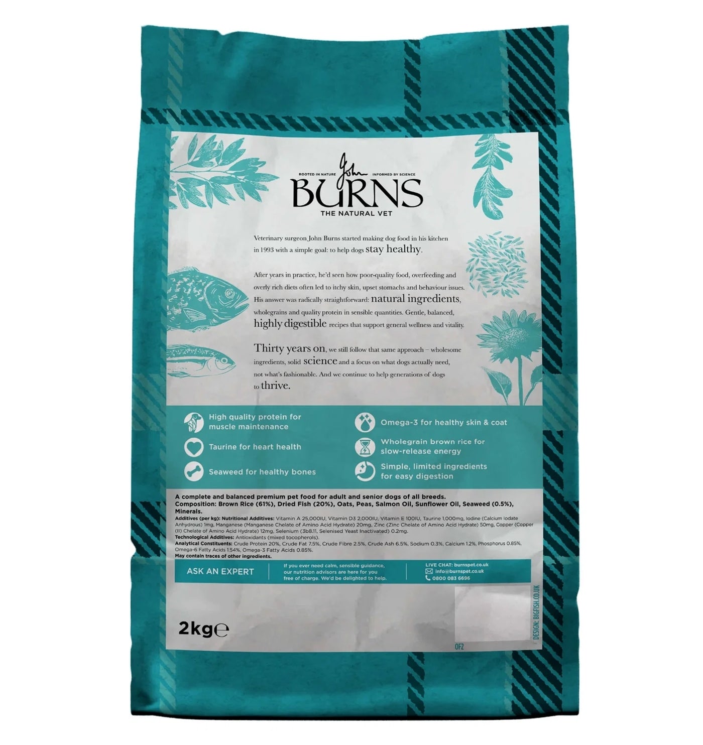 Burns - Adult/Senior Dog Food (Fish & Brown Rice) - Buy Online SPR Centre UK