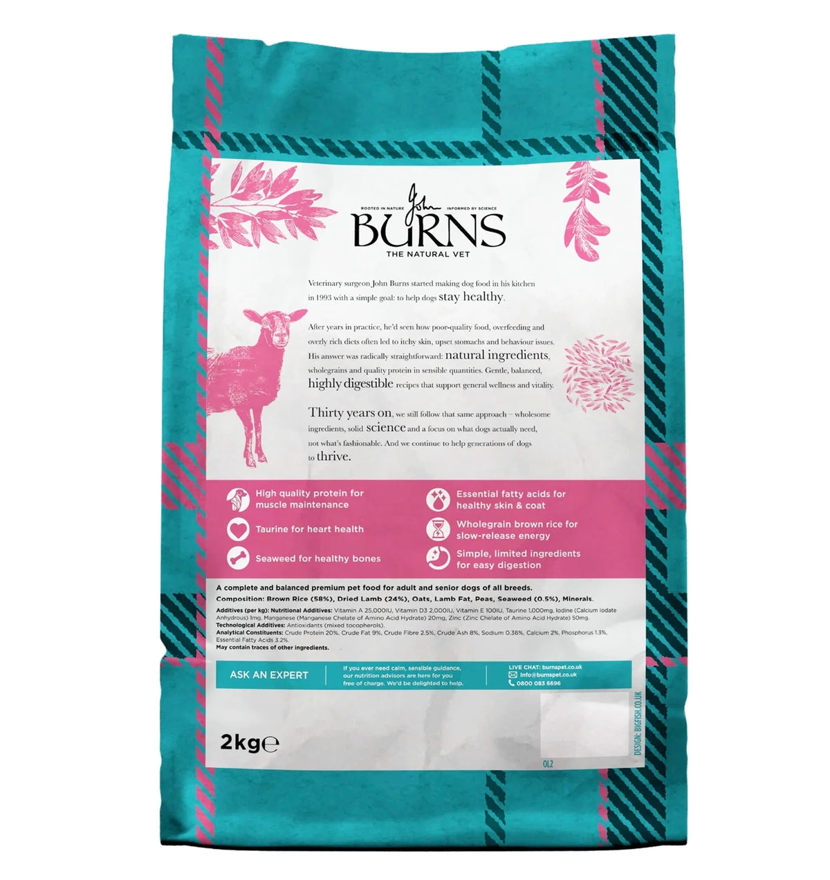 Burns - Adult/Senior Dog Food (Lamb & Brown Rice) - Buy Online SPR Centre UK
