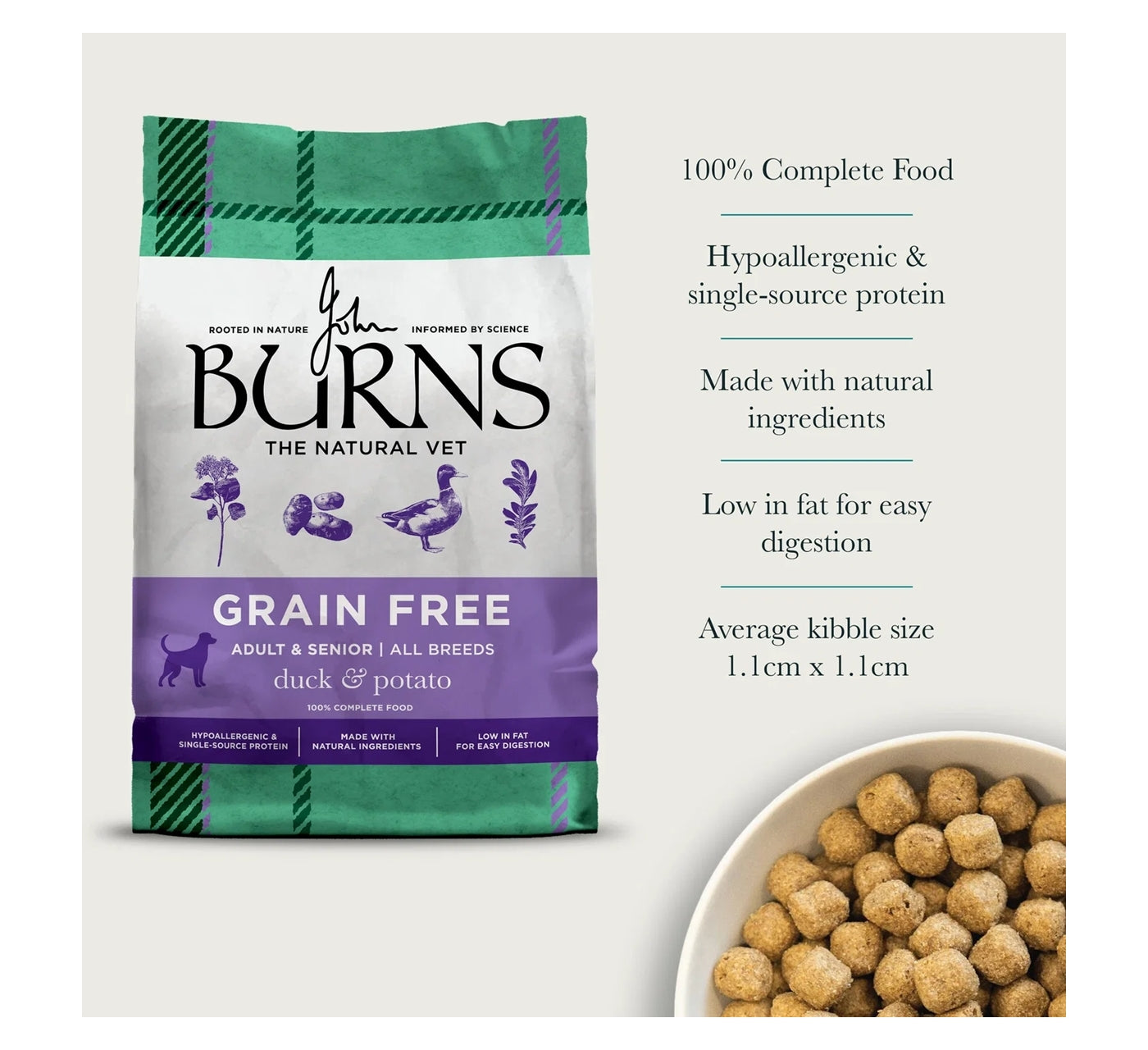 Burns - Grain Free Duck & Potato Dry Dog Food 2kg - Buy Online SPR Centre UK