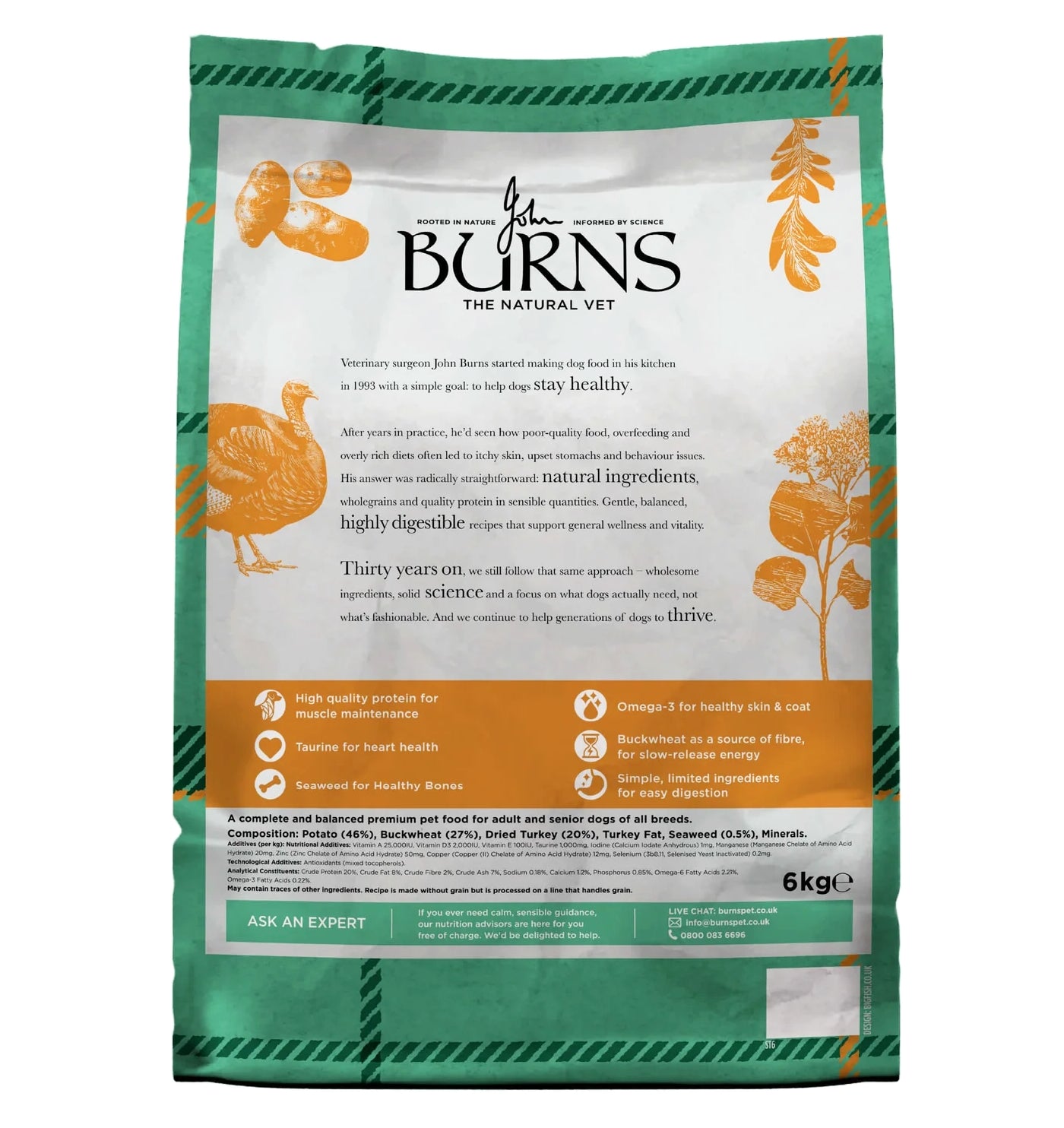 Burns - Adult/Senior Grain Free Dog Food (Turkey & Potato)