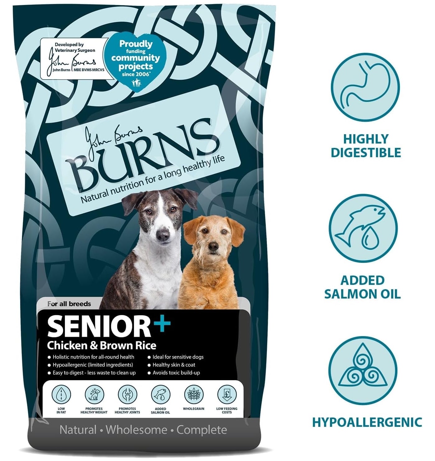 Burns Senior+ Dog Food (Chicken & Brown Rice) 2kg - Buy Online SPR Centre UK