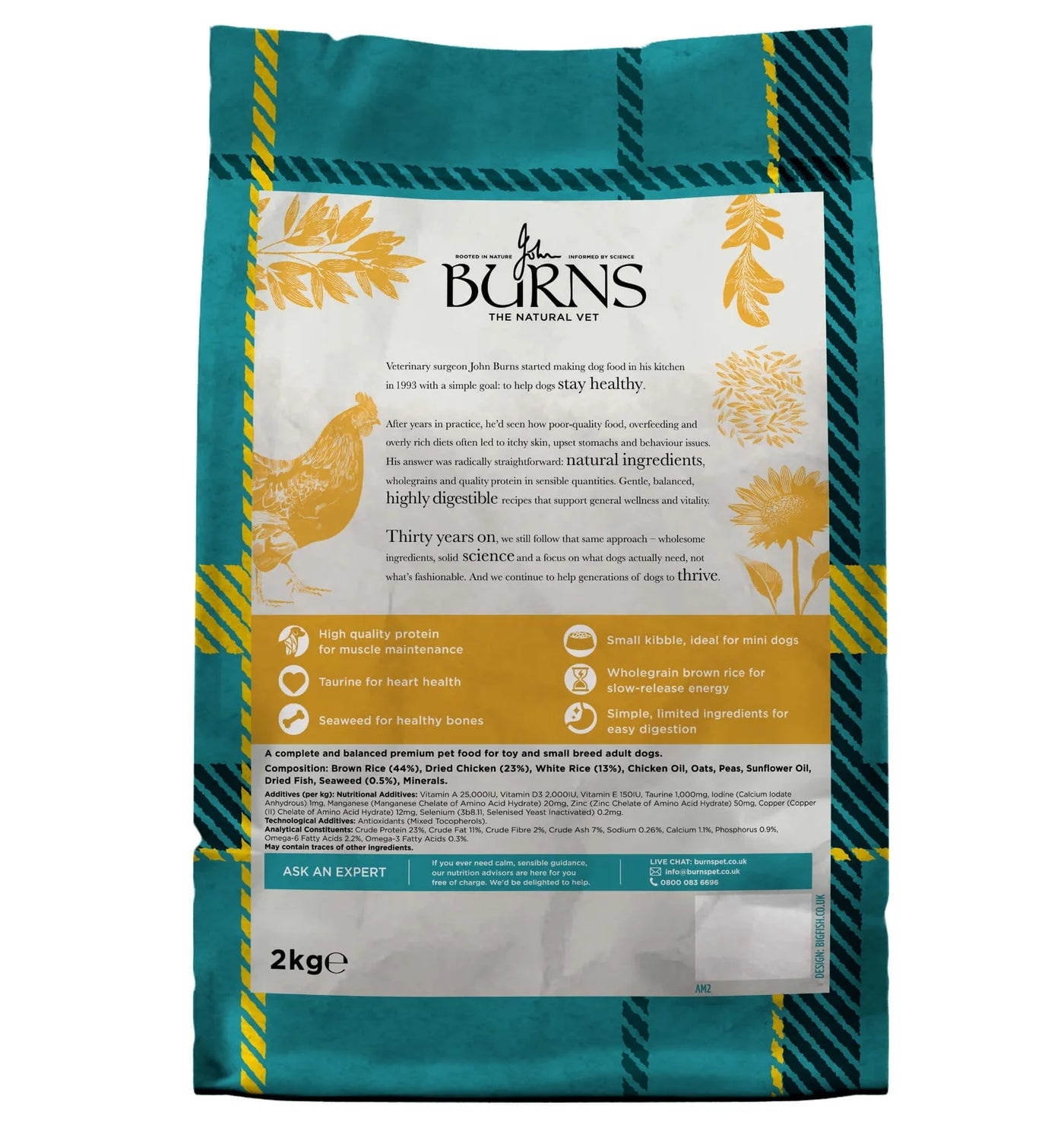 Burns - Original Toy & Small Breed Dog Food (Chicken & Rice) 2kg - Buy Online SPR Centre UK