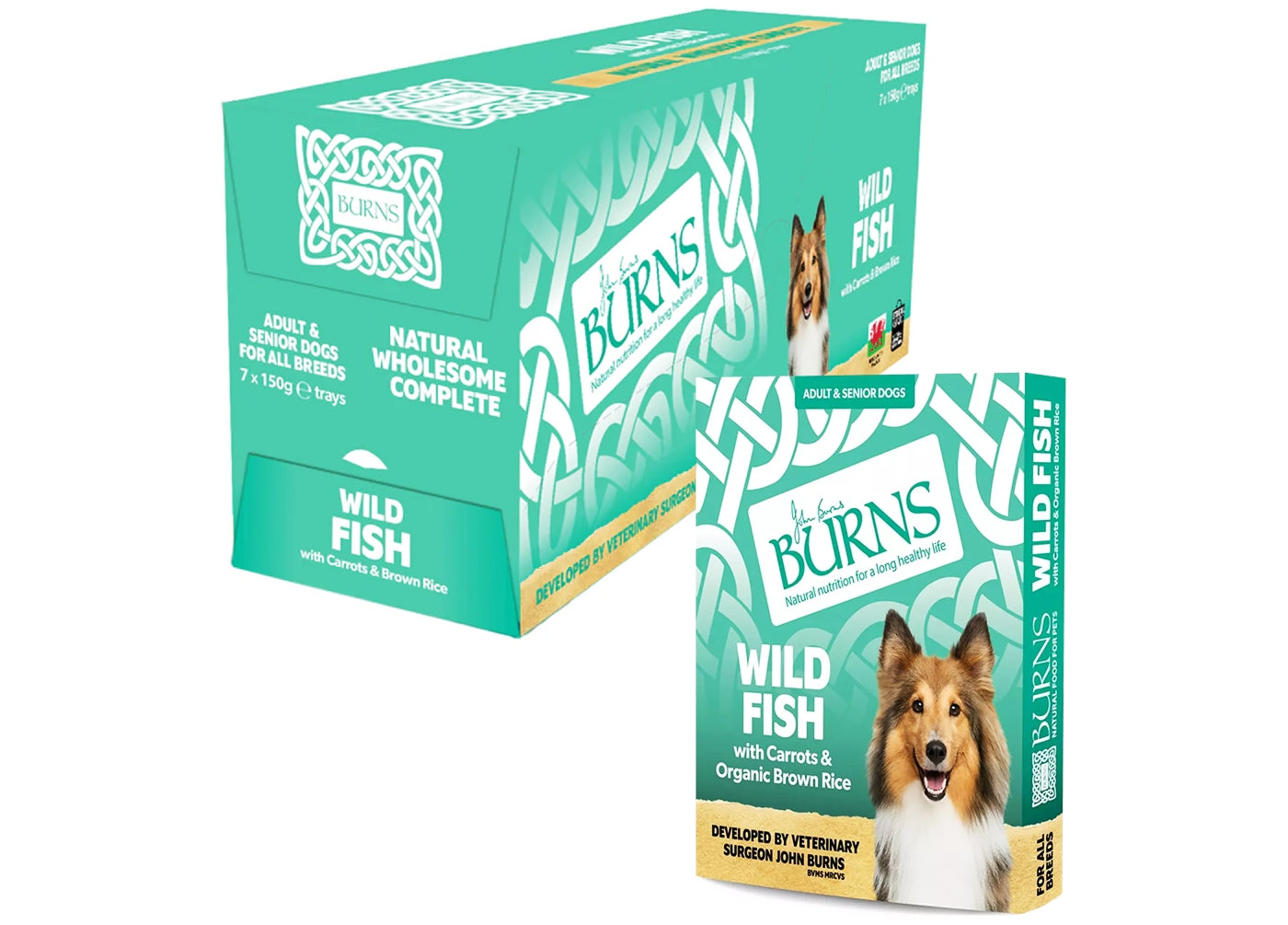 Burns - Wild Fish with Carrots & Brown Rice - 7 x 150g Trays - Buy Online SPR Centre UK