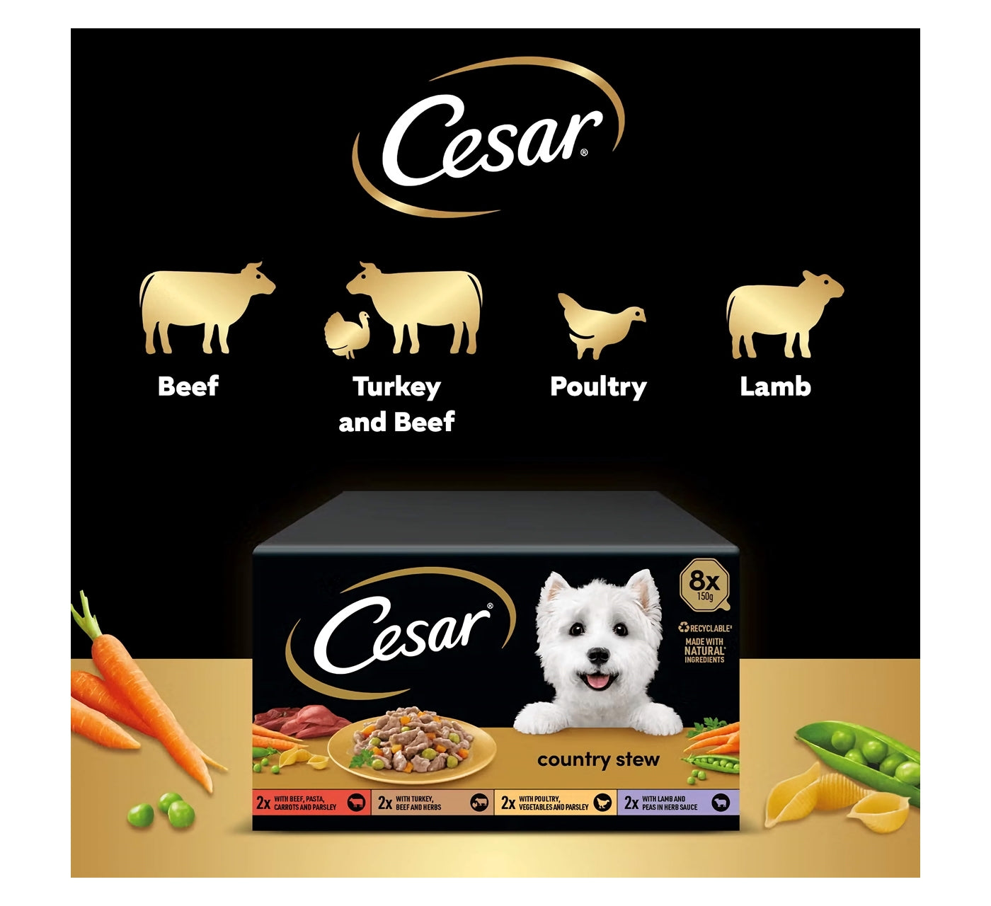 Cesar - Country Stew Variety Pack 8x150g Trays - Buy Online SPR Centre UK