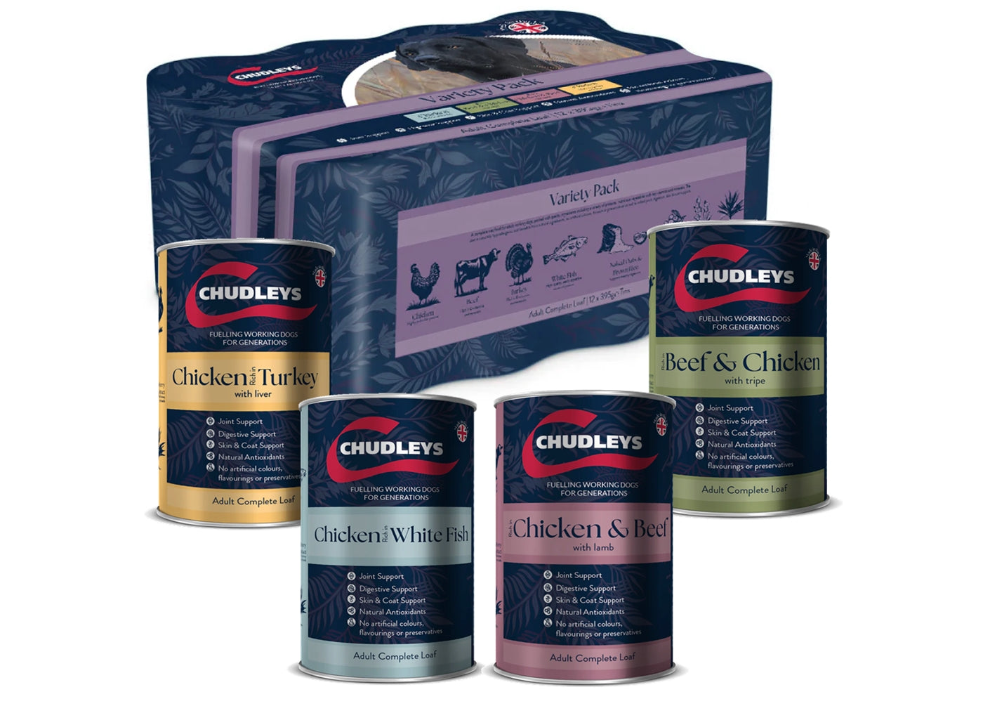 Chudleys - Working Dog Wet Food Variety Pack 12x395g - Buy Online SPR Centre UK