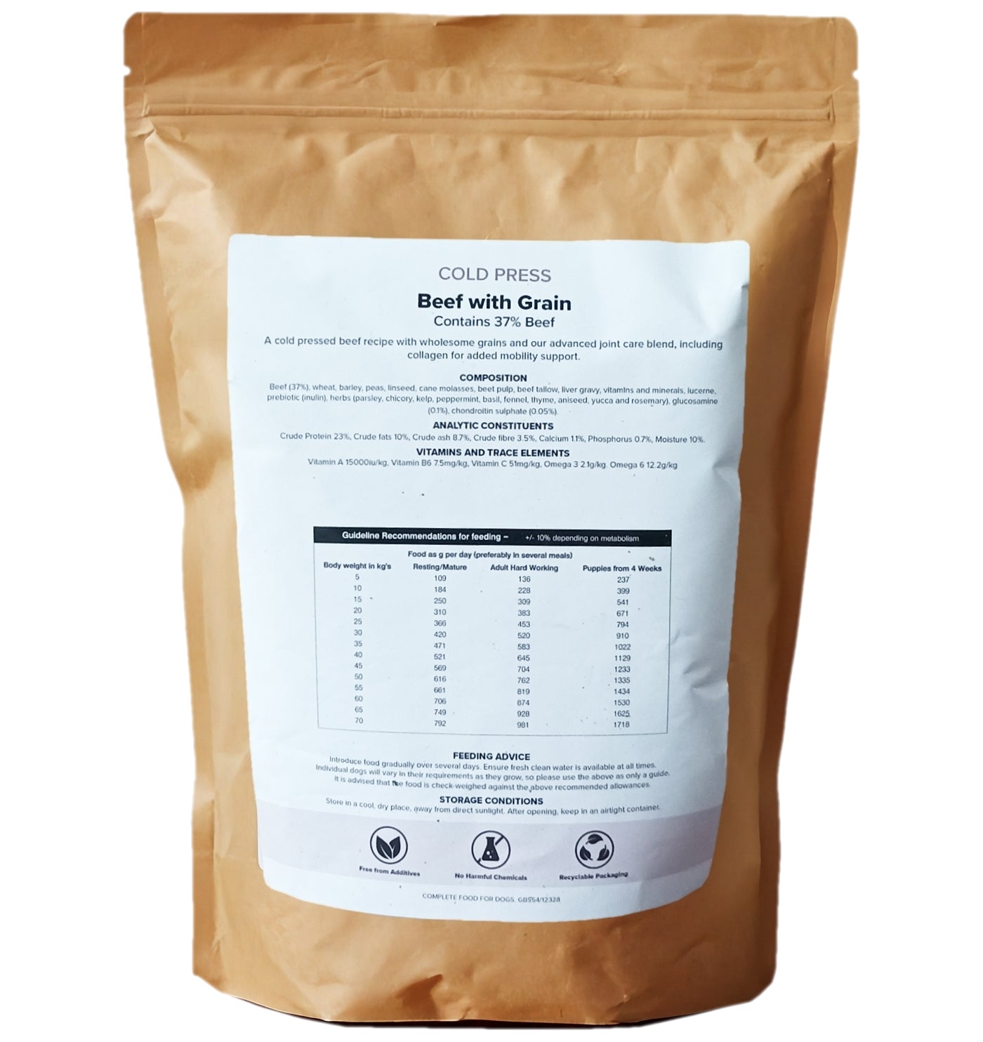 SPR - Cold Pressed Beef with Grain Dog Food 2kg - Buy Online SPR Centre UK