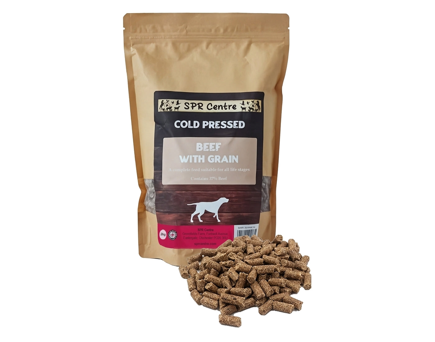 SPR - Cold Pressed Beef with Grain Dog Food 2kg - Buy Online SPR Centre UK