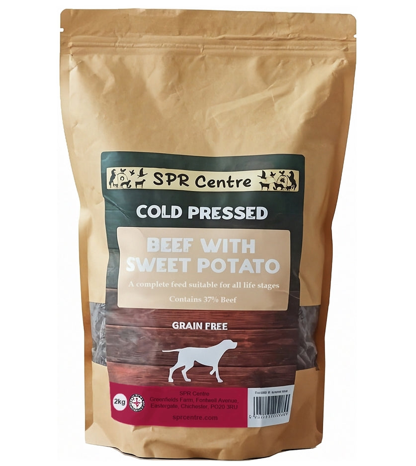 SPR - Cold Pressed Beef & Sweet Potato Dog Food (Grain Free) 2kg - Buy Online SPR Centre UK