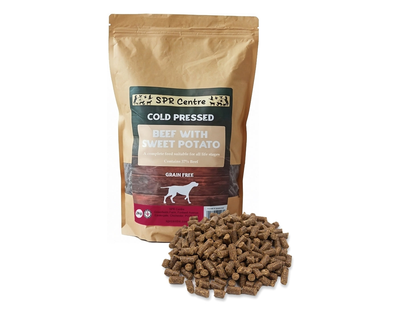 SPR - Cold Pressed Beef & Sweet Potato Dog Food (Grain Free) 2kg - Buy Online SPR Centre UK