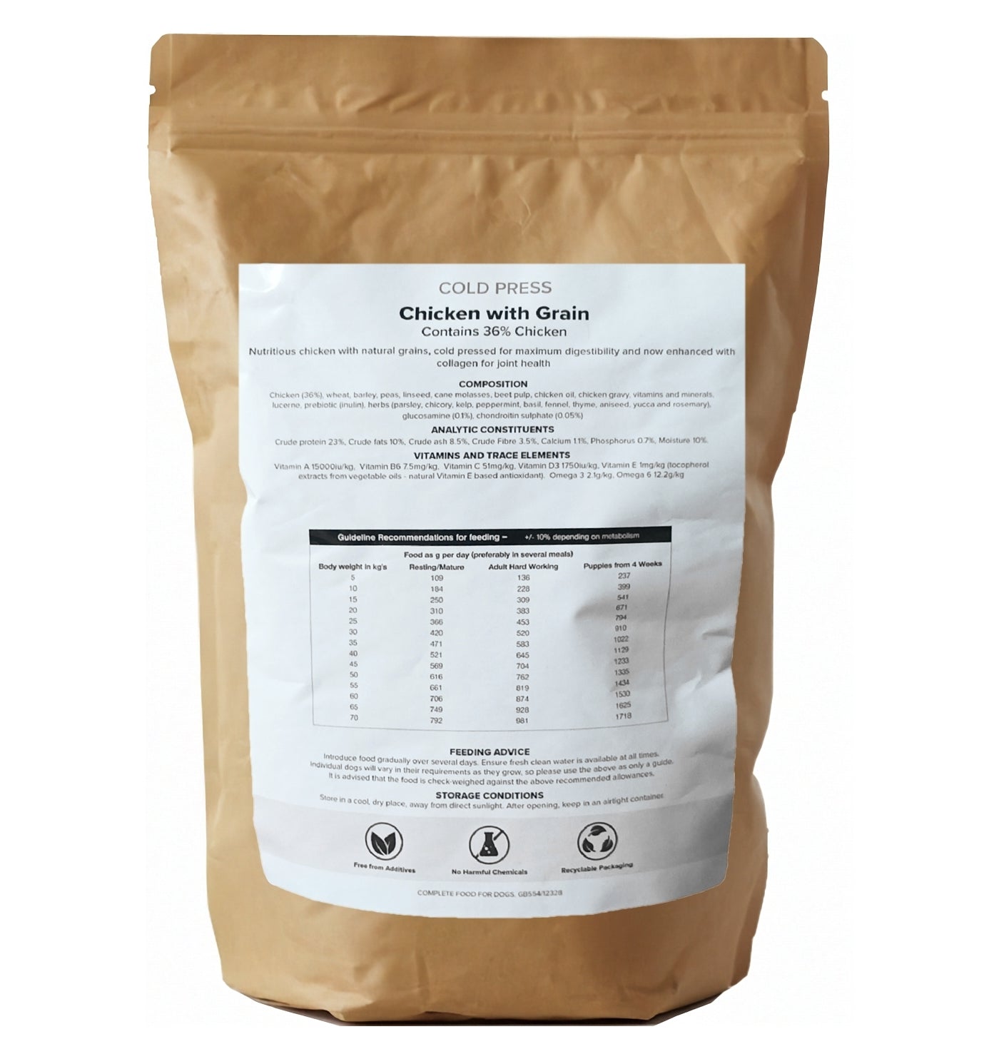 SPR - Cold Pressed Chicken with Grain Dog Food 2kg - Buy Online SPR Centre UK