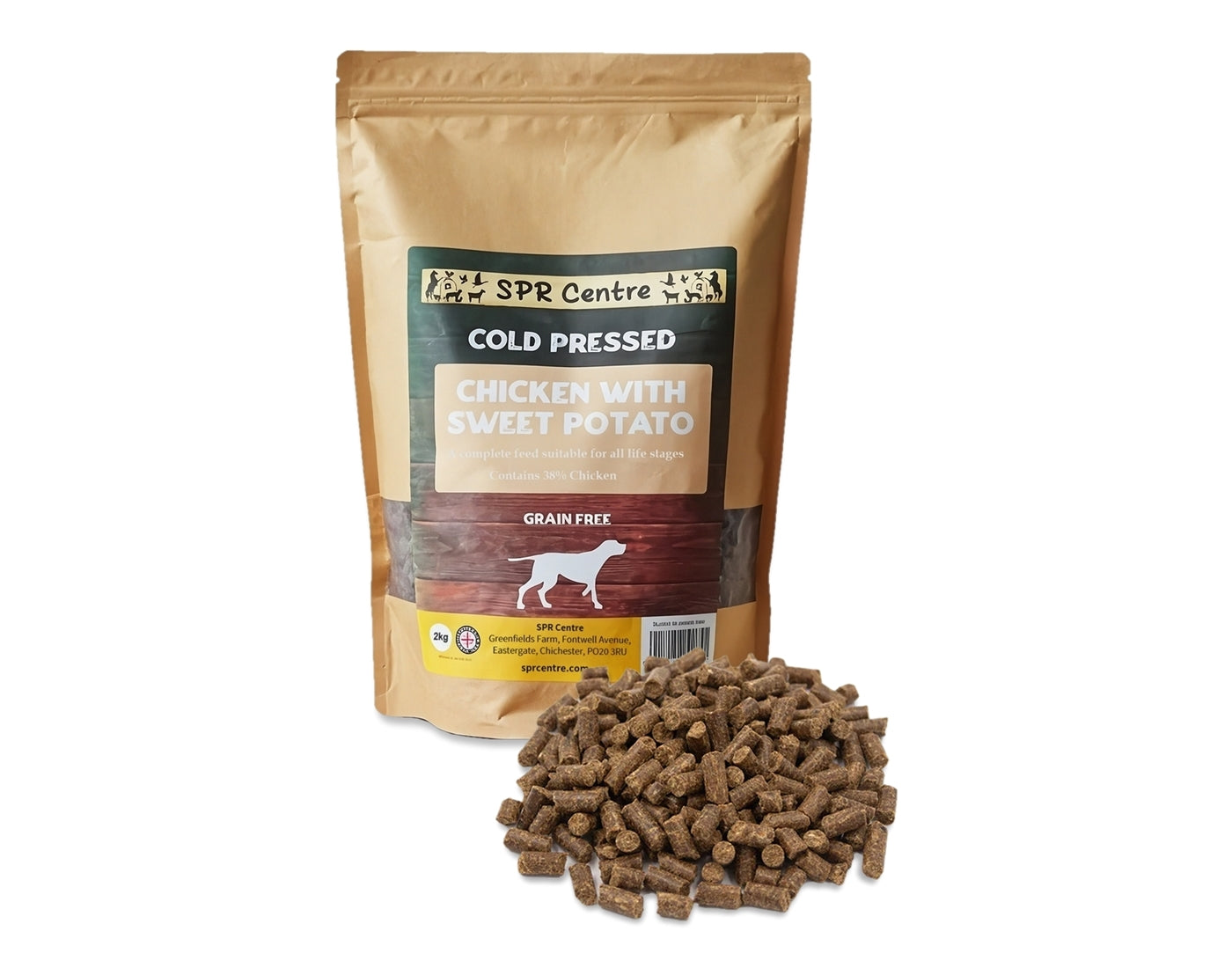 SPR - Cold Pressed Chicken & Sweet Potato Dog Food (Grain Free) 2kg - Buy Online SPR Centre UK