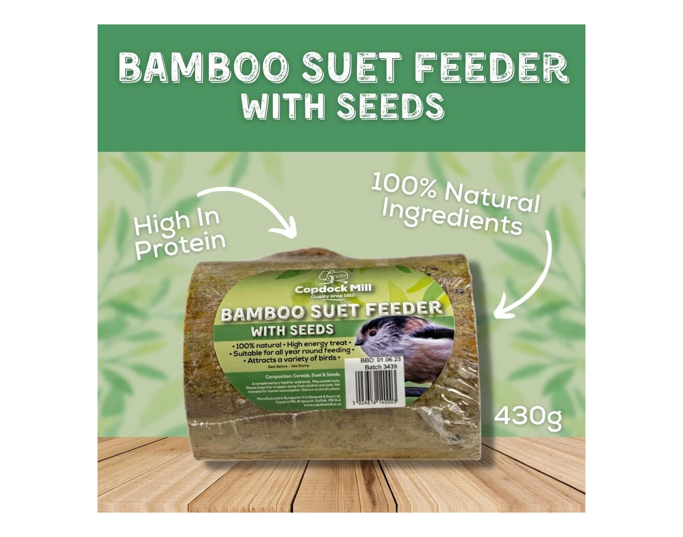 Copdock Mill - Bamboo Suet Feeder | Wild Bird Care - Buy Online SPR Centre UK