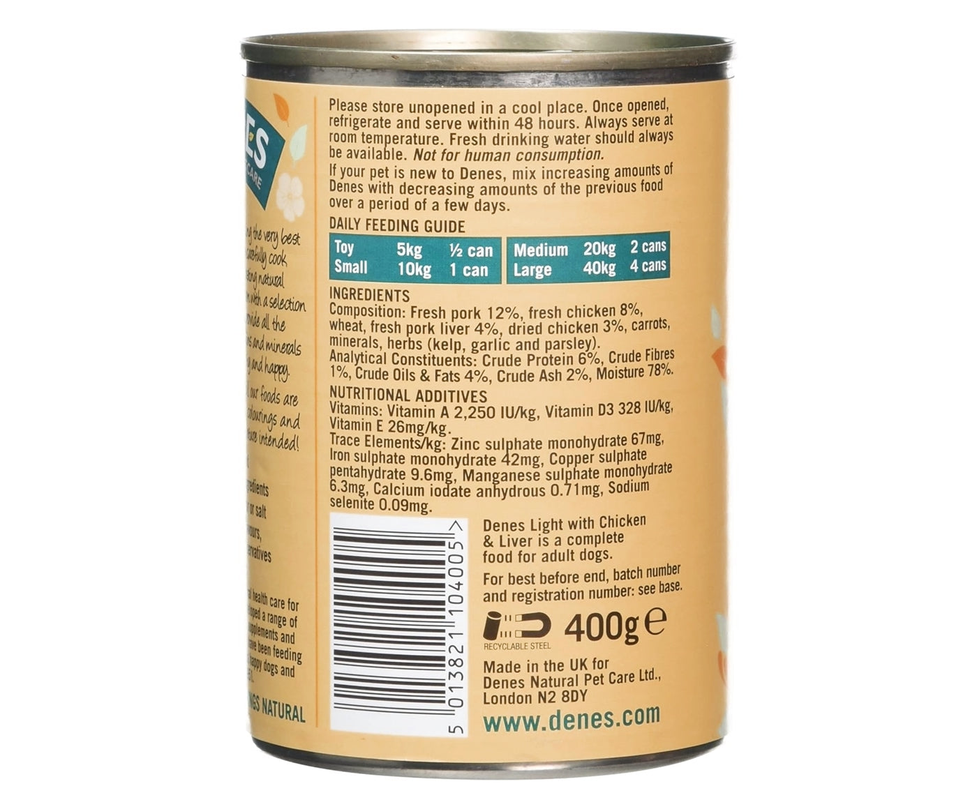 Denes - Adult Light with Chicken, Liver & Herbs 12x400g - Buy Online SPR Centre UK