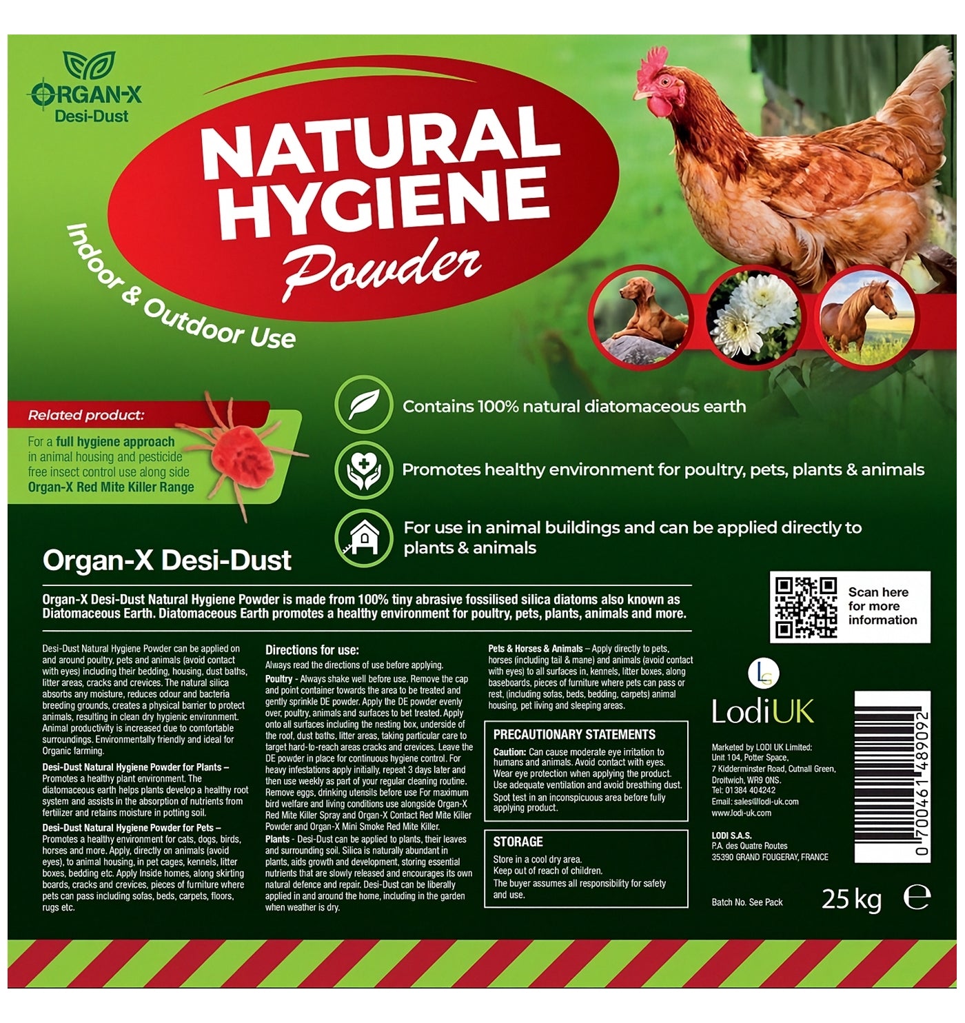 Organ-X Desi-Dust 25kg | 100% Diatomaceous Earth - Buy Online SPR Centre UK