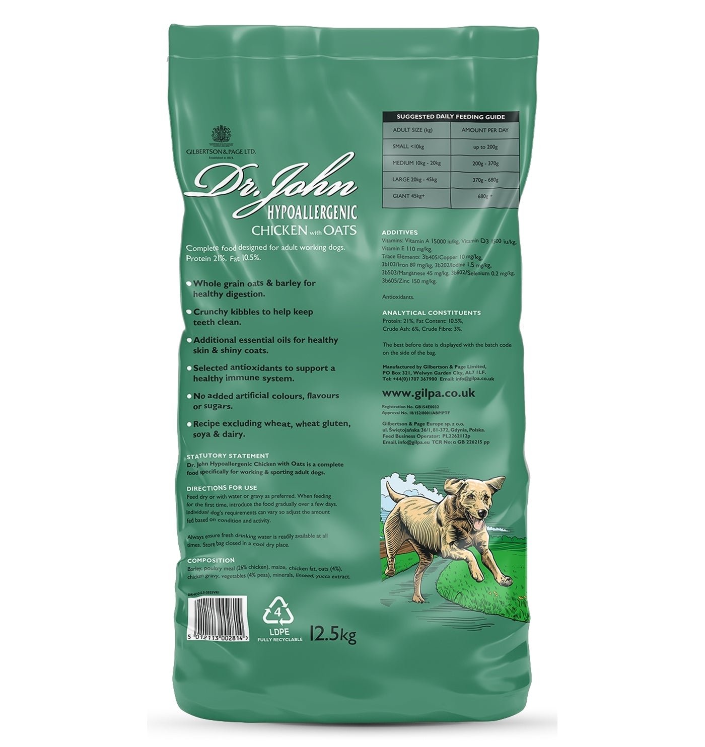 Dr. John Hypoallergenic Chicken with Oats 12.5kg - Buy Online SPR Centre UK