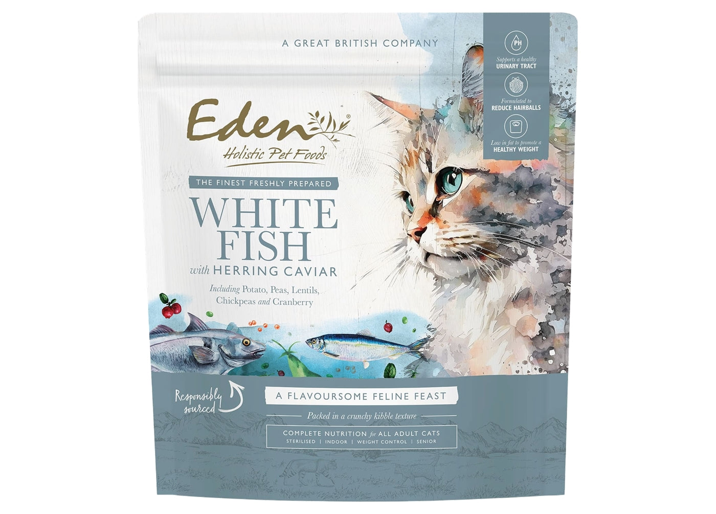 Eden - White Fish with Herring Caviar Dry Cat Food - Buy Online SPR Centre UK