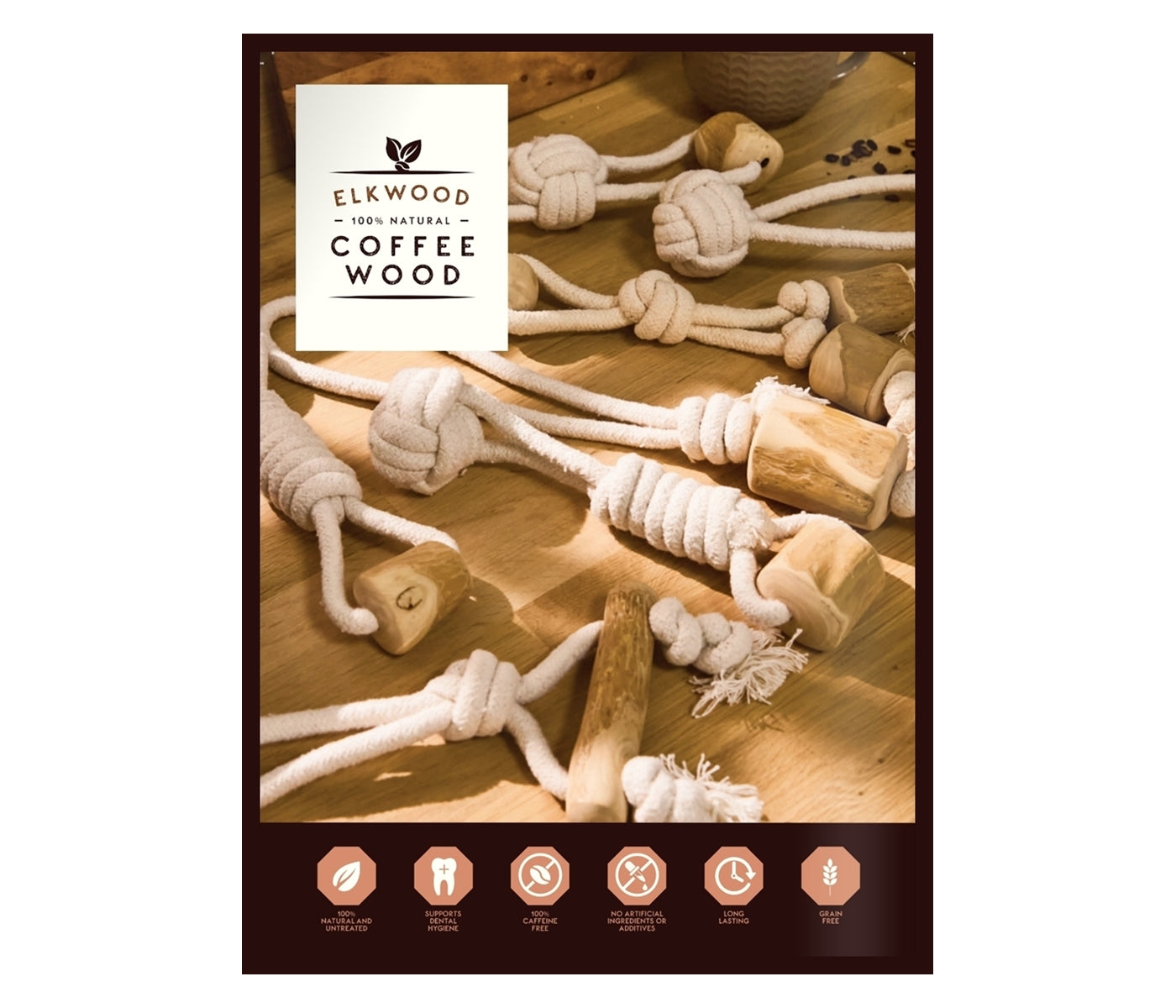 Elkwood - Coffee Wood - Knot & Ball Dog Toy - Buy Online SPR Centre UK