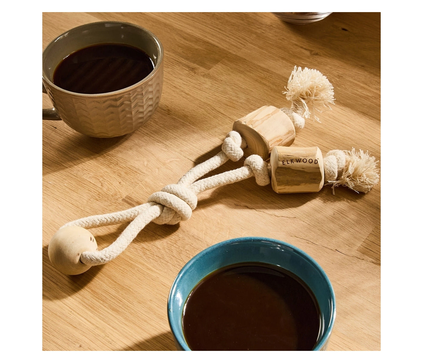 Elkwood - Coffee Wood Double Rope Dog Toy - Buy Online SPR Centre UK
