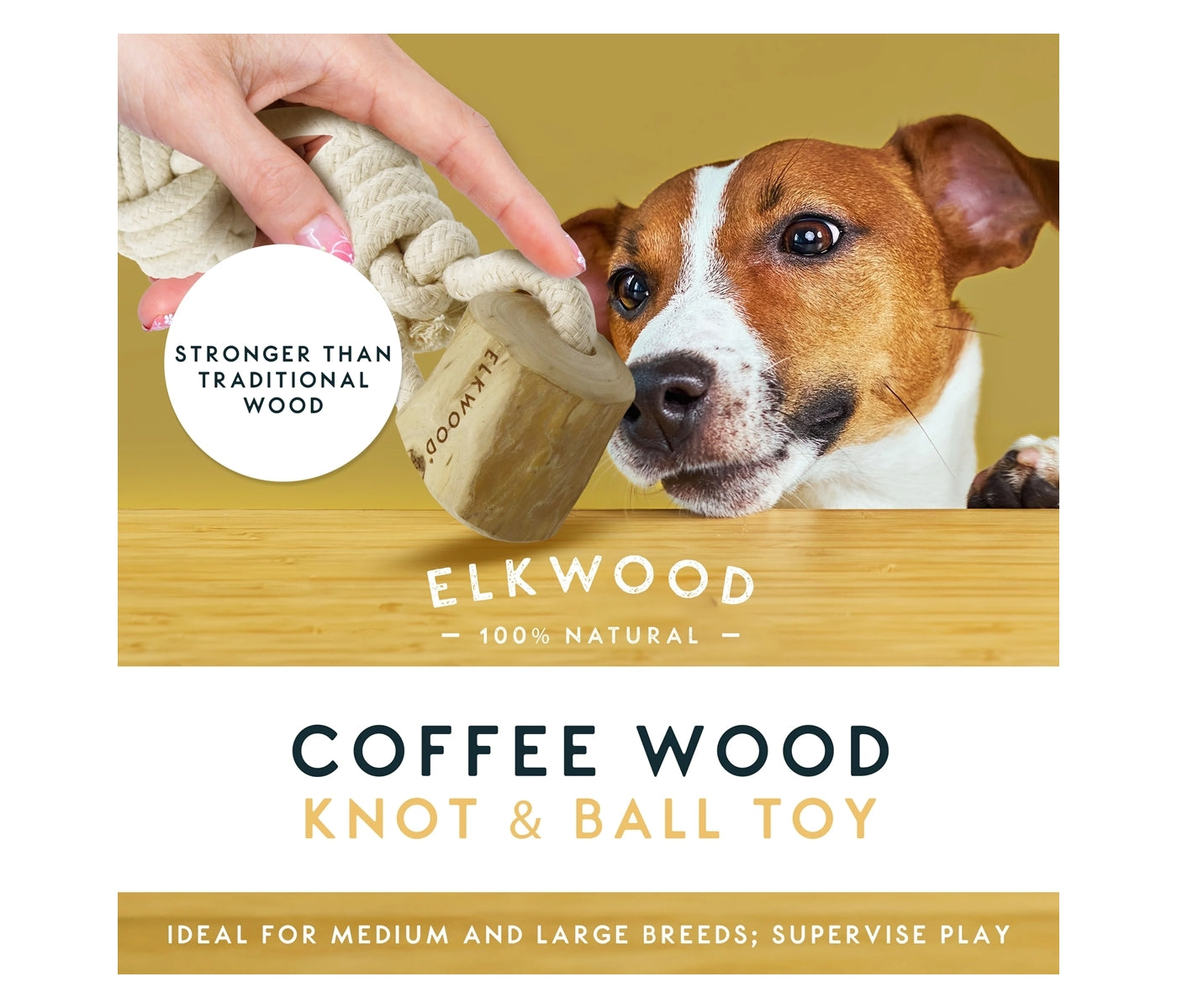 Elkwood - Coffee Wood - Knot & Ball Dog Toy - Buy Online SPR Centre UK
