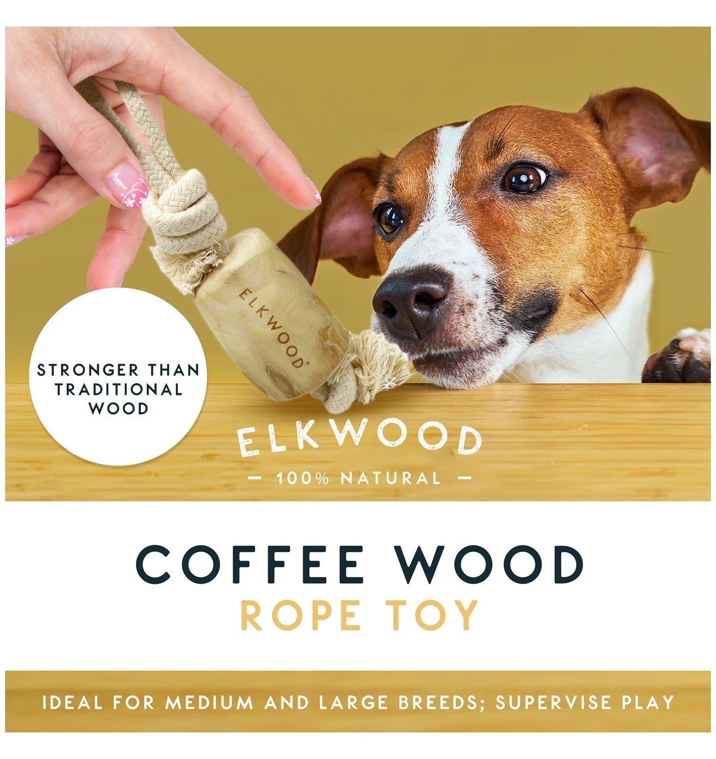 Elkwood - Coffee Wood Rope Dog Toy - Buy Online SPR Centre UK
