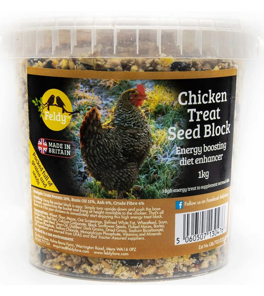 Feldy - Chicken Treat Seed Block 1kg | Poultry Treats - Buy Online SPR Centre UK