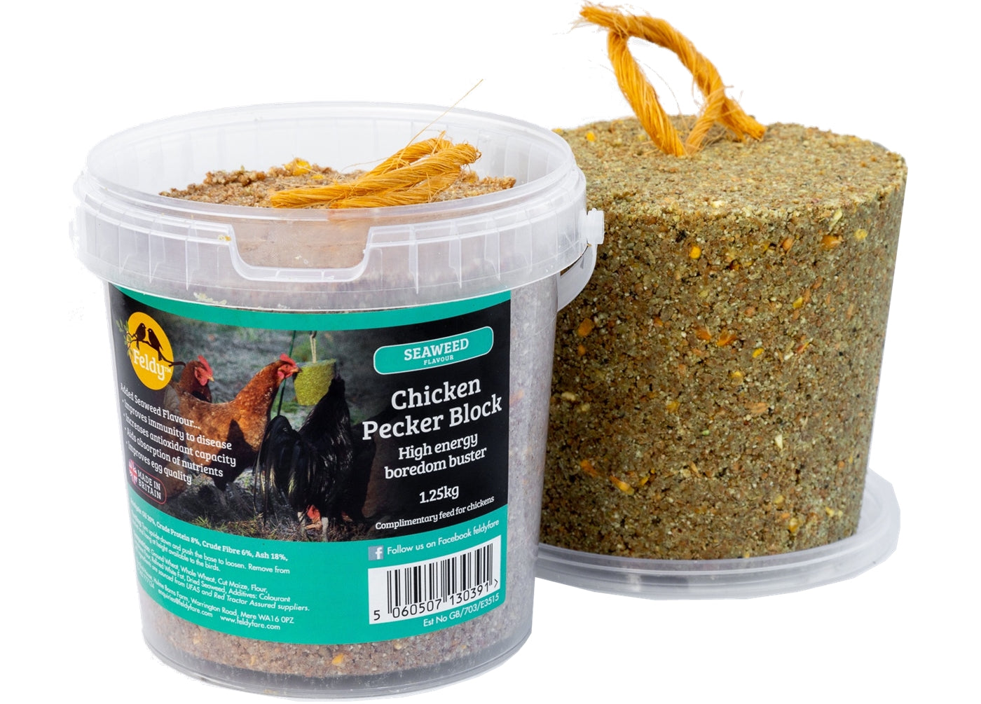 Feldy Hanging Pecker Block for Chickens (Seaweed Flavour) - Buy Online SPR Centre UK