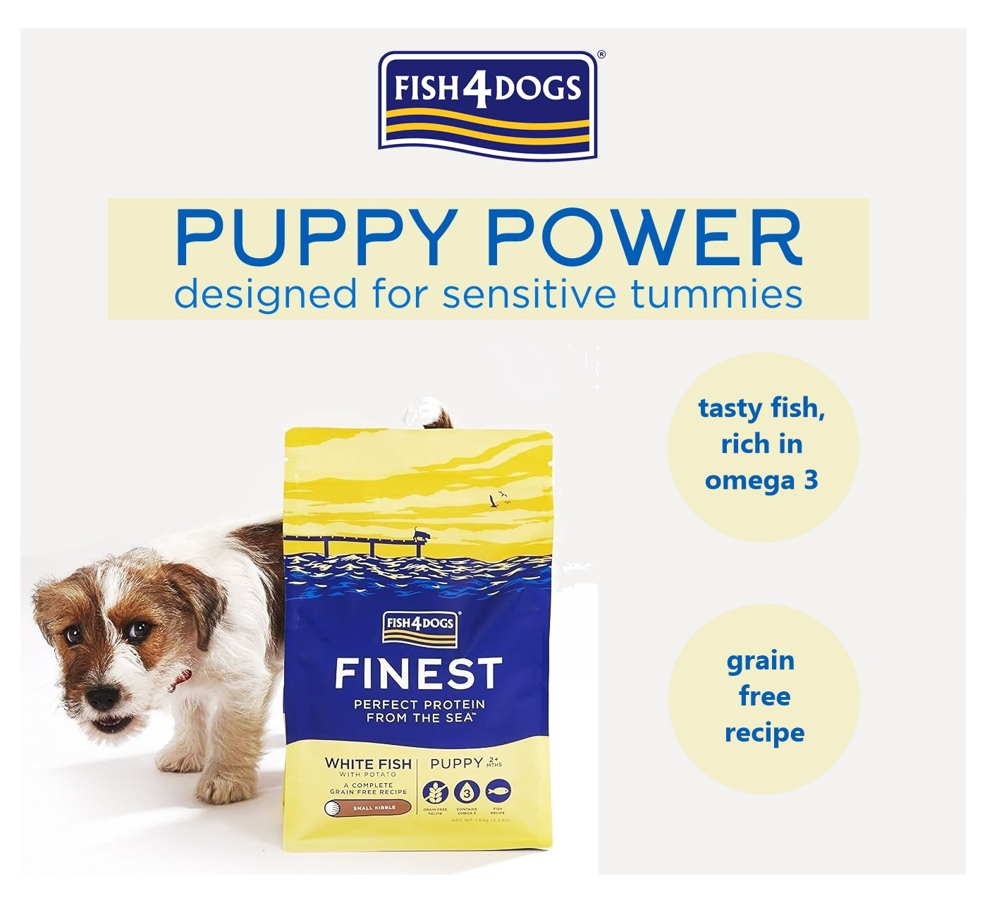 Fish4Dogs - Finest Puppy White Fish & Potato (Small Kibble) 1.5kg - Buy Online SPR Centre UK