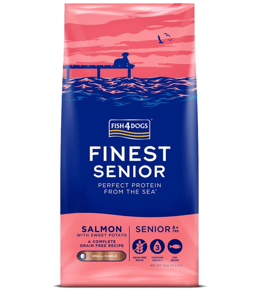 Fish4Dogs - Finest Senior Salmon & Sweet Potato (Small Kibble) - Buy Online SPR Centre UK