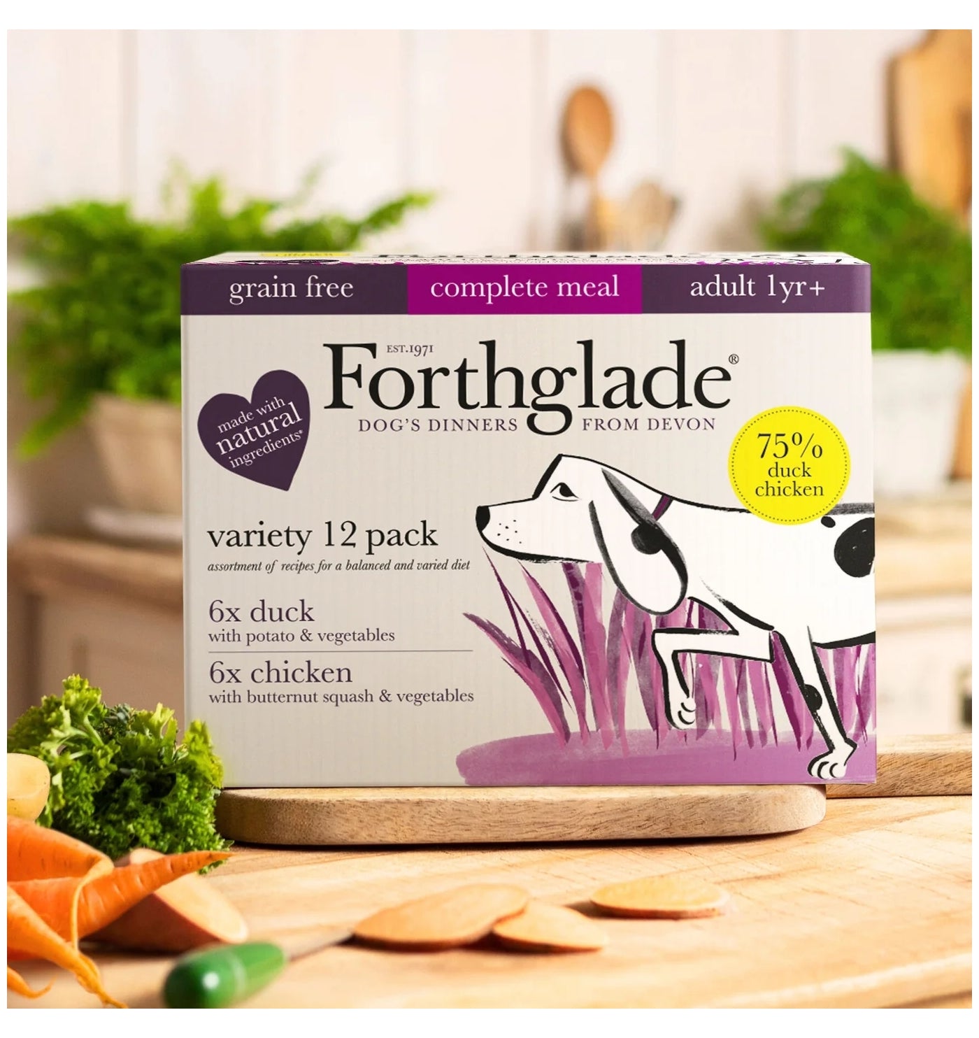 Forthglade - Chicken and Duck Wet Dog Food Variety Pack - 12 x 395g
