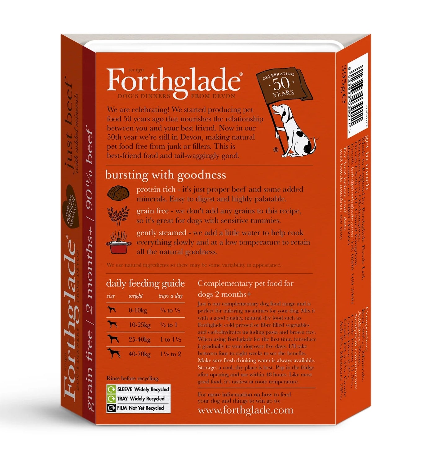 Forthglade - Just Beef Complementary Wet Dog Food - Buy Online SPR Centre UK