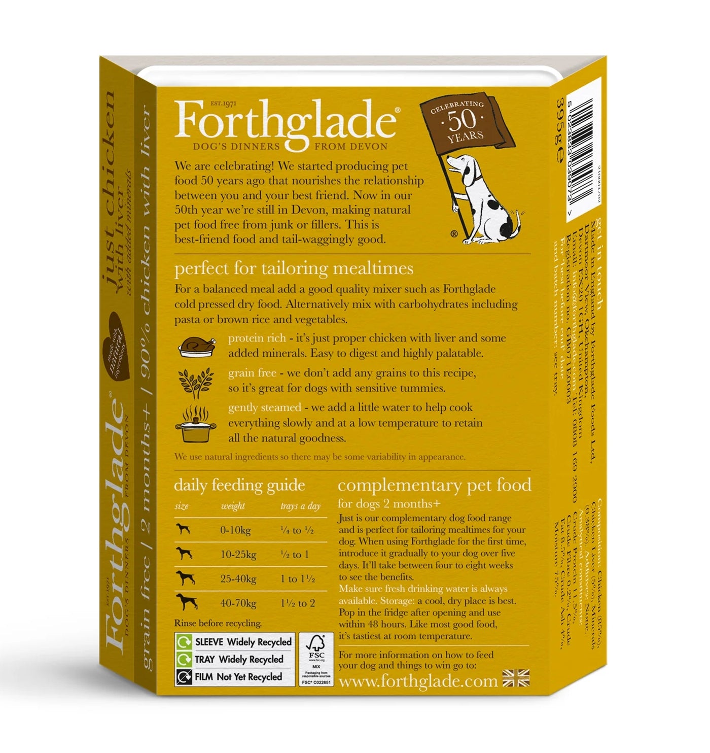 Forthglade - Just Chicken & Liver Complementary Dog Food - Buy Online SPR Centre UK
