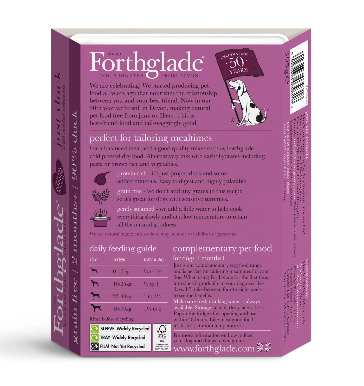 Forthglade - Just Duck Complementary Dog Food - Buy Online SPR Centre UK