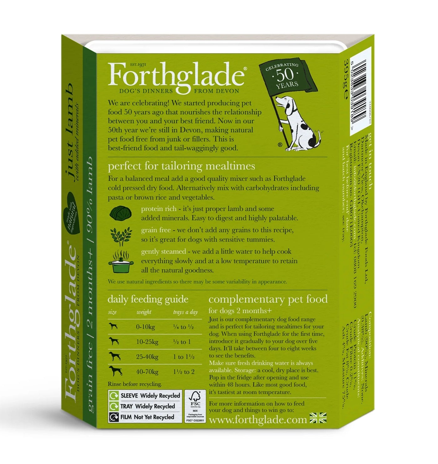 Forthglade - Just Lamb Complementary Dog Food - Buy Online SPR Centre UK