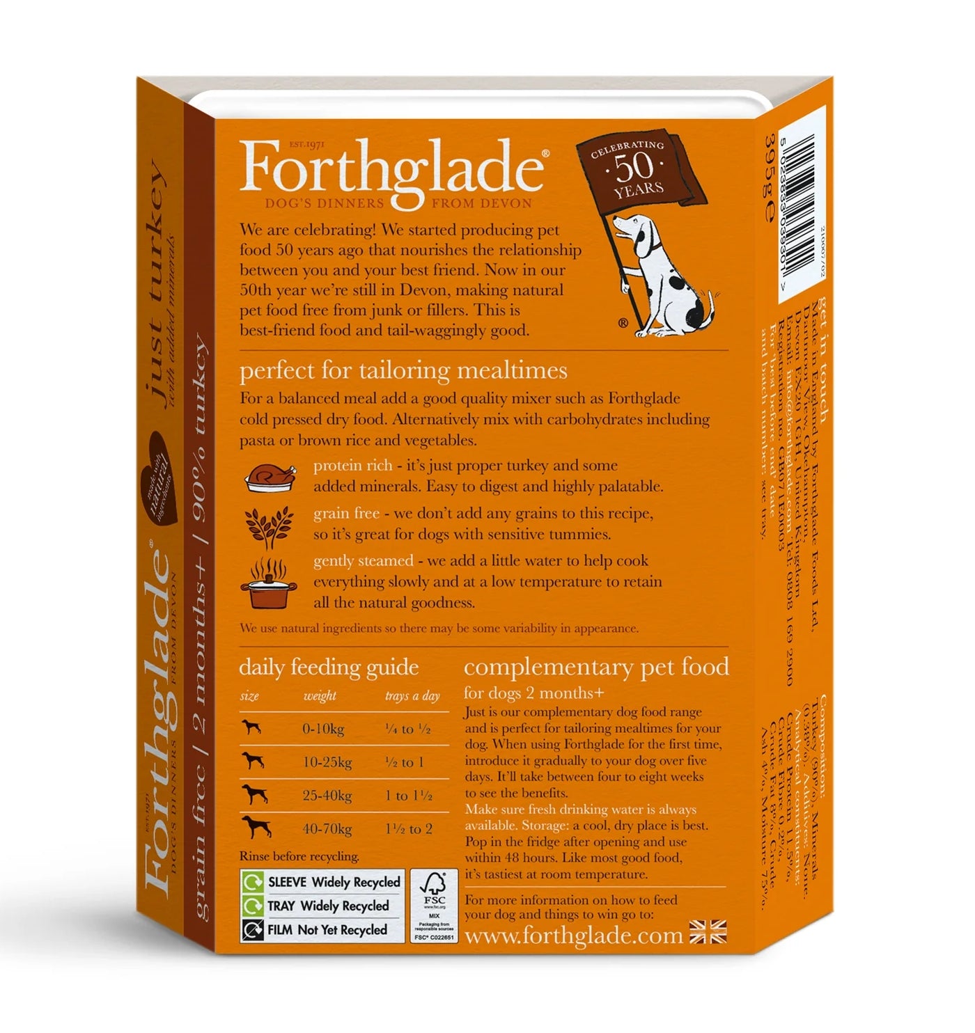 Forthglade - Just Turkey Complementary Dog Food - Buy Online SPR Centre UK