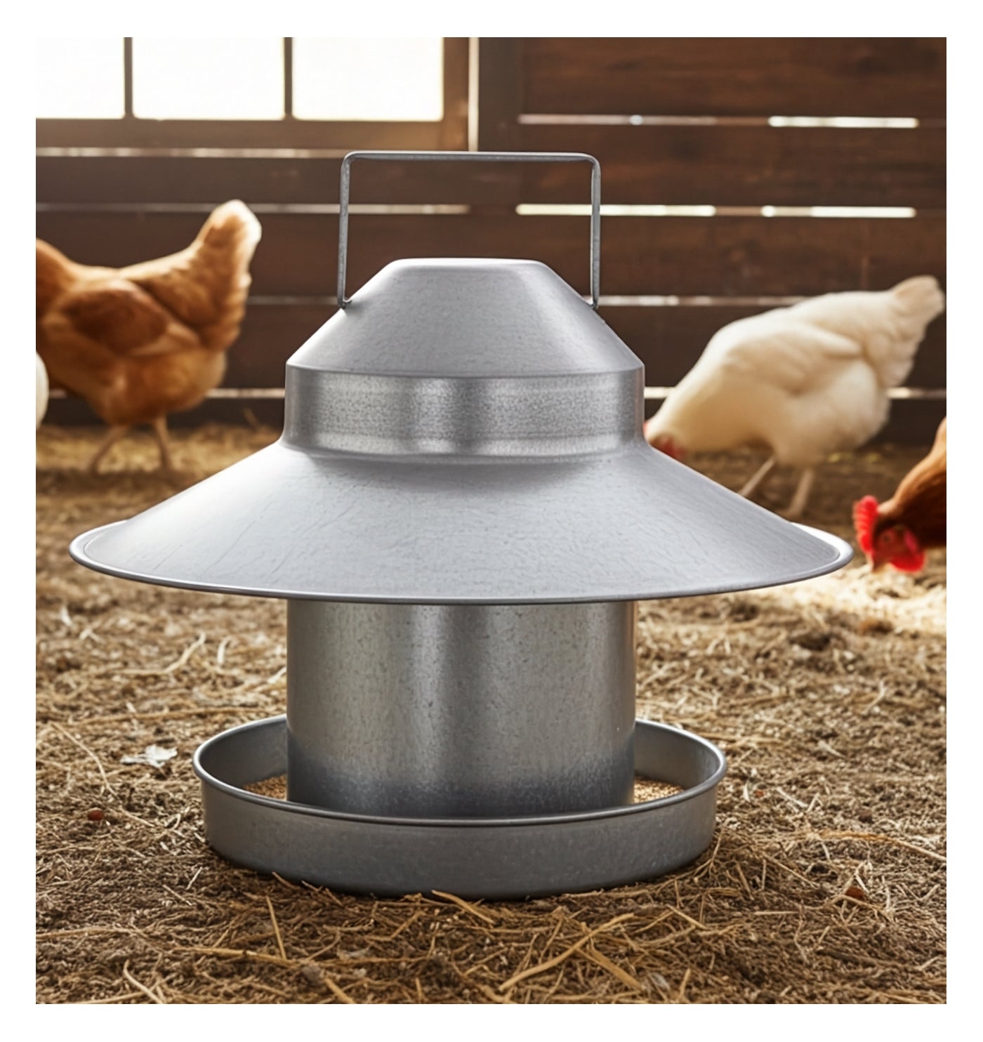 Galvanised Metal Poultry Feeder 2.2kg Capacity - Buy Online SPR Centre UK