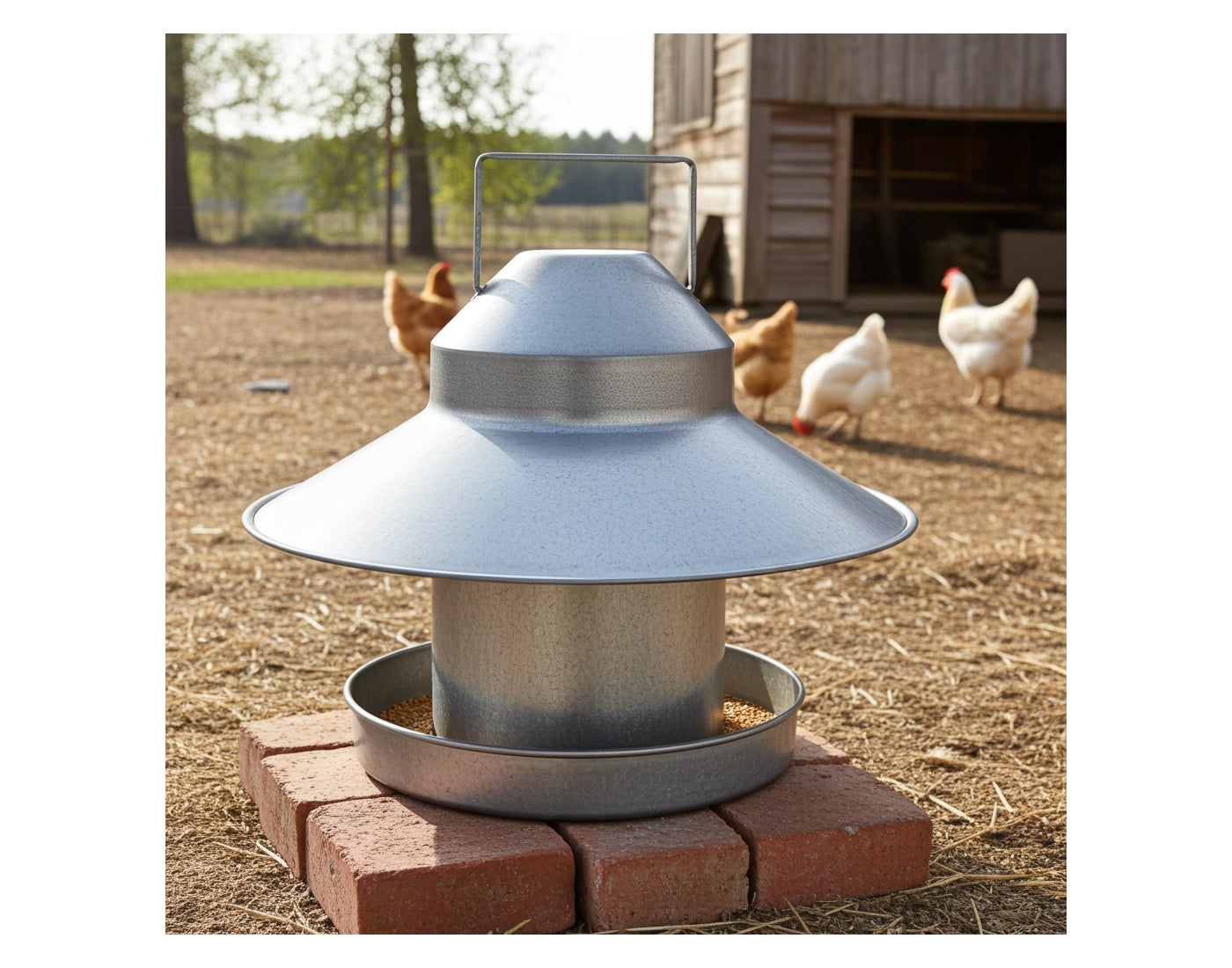 Galvanised Metal Poultry Feeder 2.2kg Capacity - Buy Online SPR Centre UK