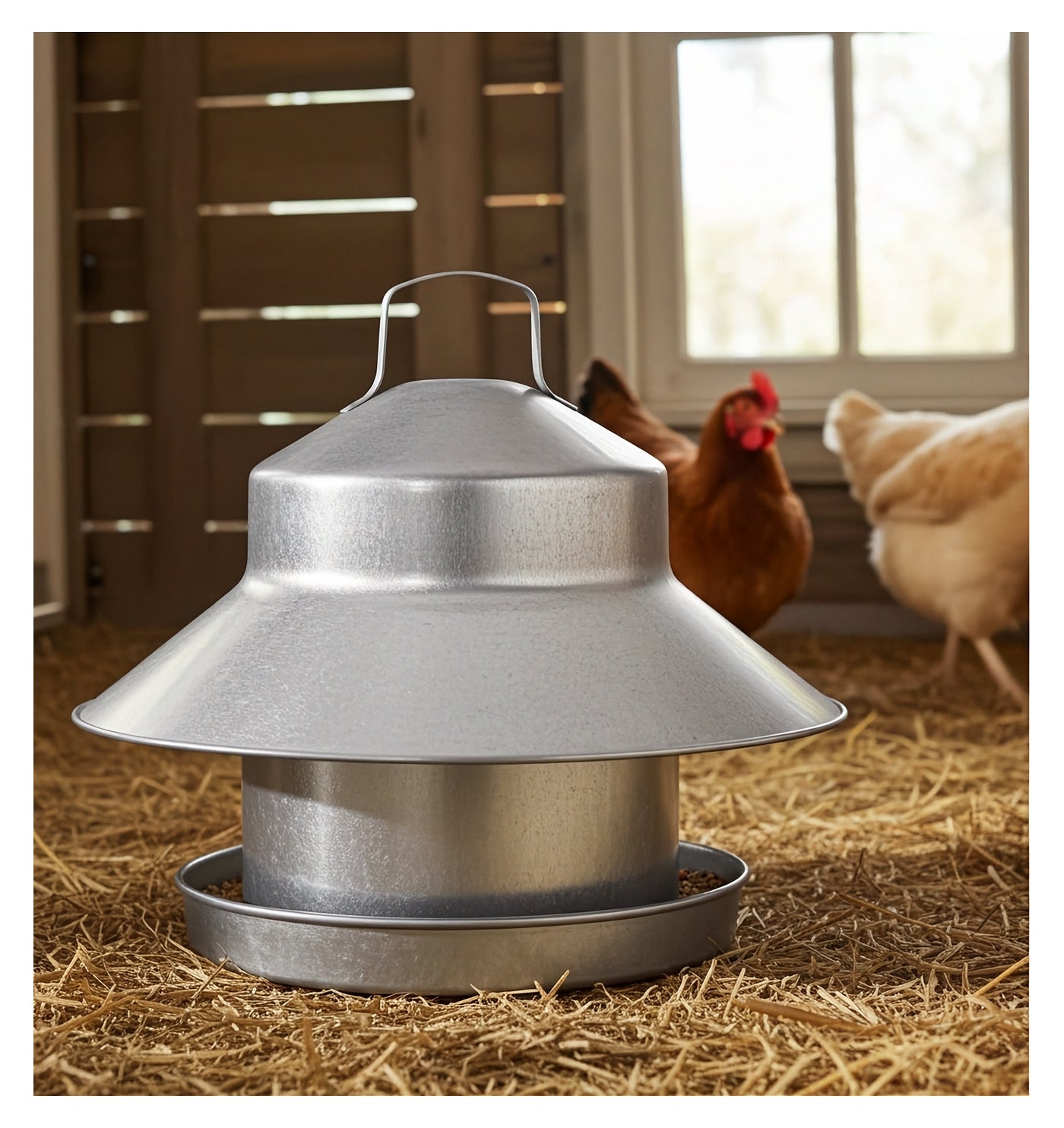 Galvanised Metal Poultry Feeder 6.7kg Capacity - Buy Online SPR Centre UK