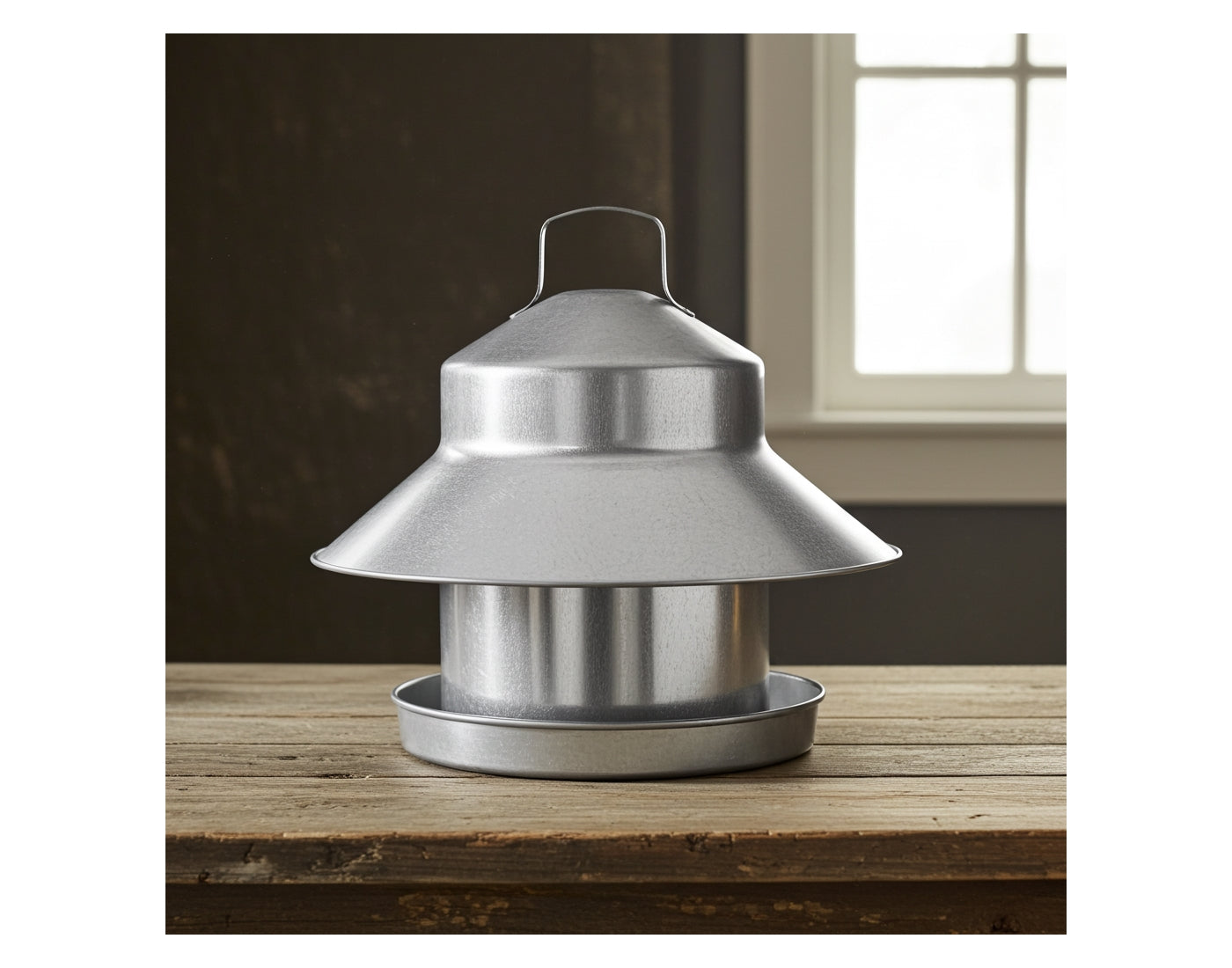 Galvanised Metal Poultry Feeder 6.7kg Capacity - Buy Online SPR Centre UK