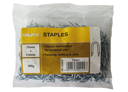 Galvanised Fence Staples - 15mm x 1.6mm - 500g - Buy Online SPR Centre UK