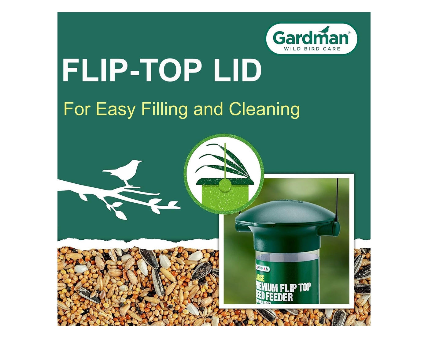 Gardman - Flip Top Seed Feeder - Buy Online SPR Centre UK