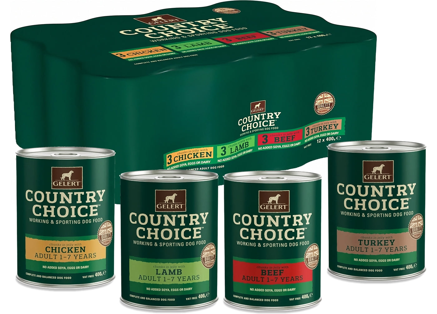 Gelert - Country Choice Working Dog Food Variety Pack 12x400g - Buy Online SPR Centre UK